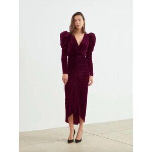 Ronny Kobo Velvet Alicia Dress Wine Purple Red Womens Size Medium